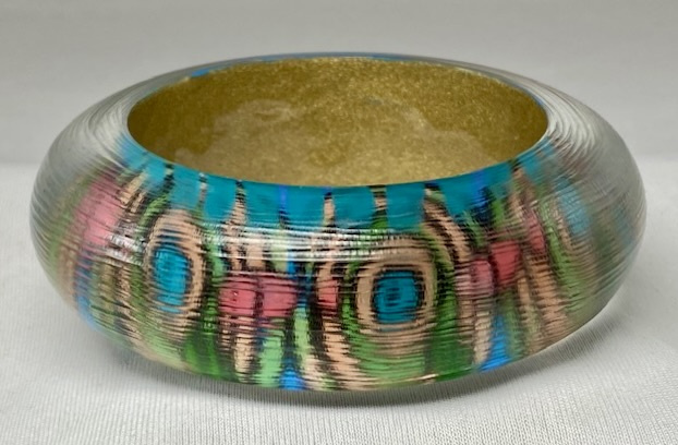 LG141 blue pop art hand painted lucite bangle